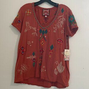 Johnny Was Saguaro Relaxed Tee- Orange